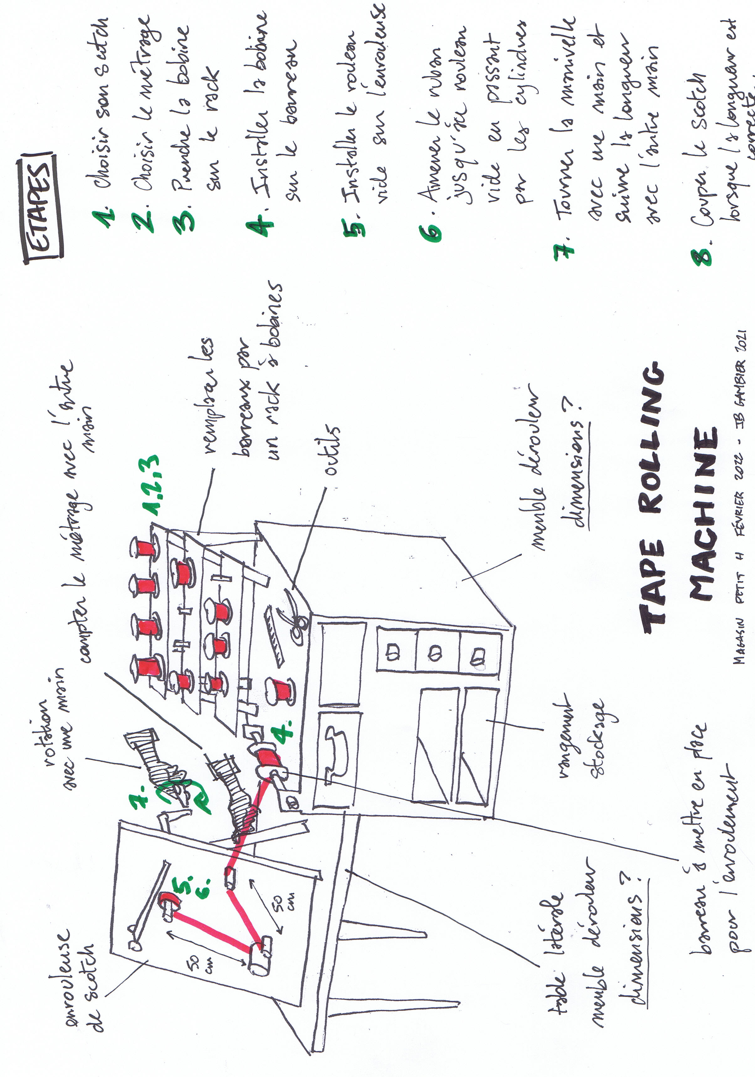 tape rolling machine sketch